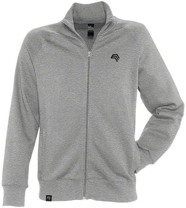 SLS 4720 ― Raglan Sweat Jacket mit Stehkragen - Heather Grau Melange Rabatt
