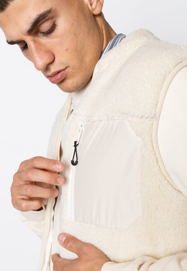 WOOD FLEECE VEST - Ecru Schn?ppchen – Bild 3