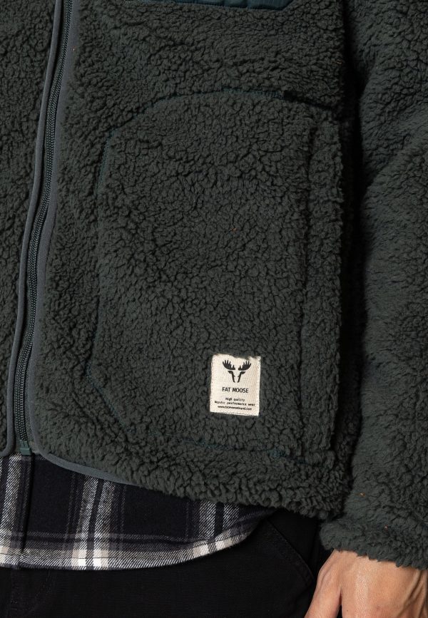 WOOD FLEECE JACKET - Green Im Angebot – Bild 3